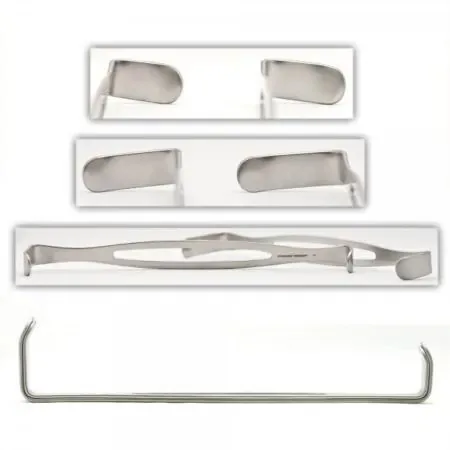 Flat handle with two bent ends at differing lengths