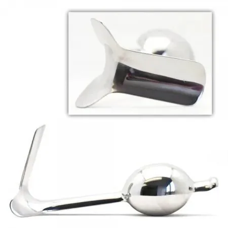 Heavy circular base handle with a curved, channeled tip