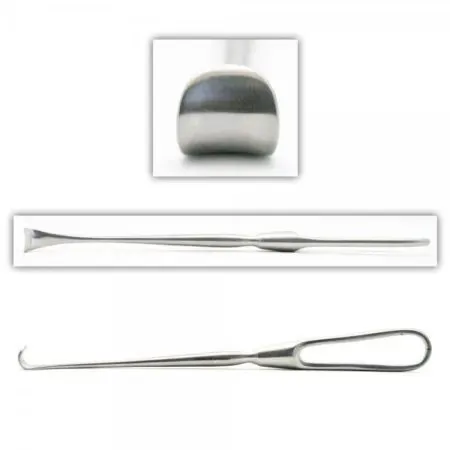 Single ring handle with a small curved tip