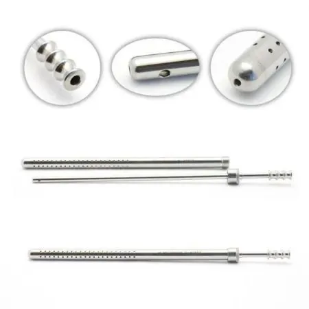 Cannulated with one tip open to connect tubing