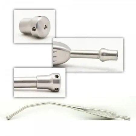 Widened handle, cannulated, one tip open for connecting tubing